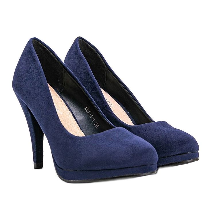 Décolleté in ecopelle scamosciata blu navy sulla piattaforma Chana 1