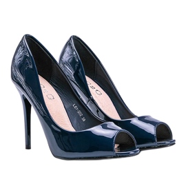 Décolleté blu laccate su tacco Luke 1