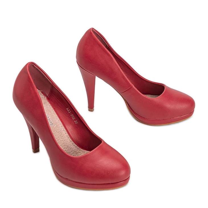 Décolleté rosse in ecopelle sulla piattaforma Liana rosso 2