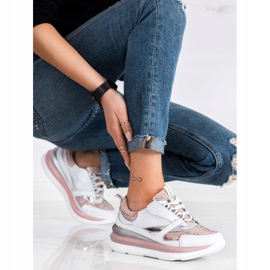 ARTIKER Sneakers in pelle bianca e rosa bianco 2