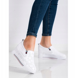 Filippo Scarpe con zeppa in pelle bianco 1