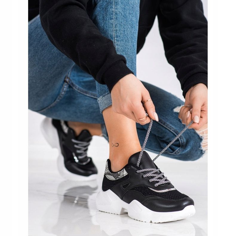 SHELOVET Sneakers nere con stampa serpente nero 2