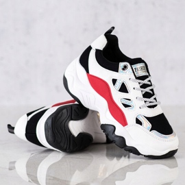 SHELOVET Sneakers con lacci alla moda bianco nero rosso argento 1