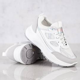 SHELOVET Scarpe da ginnastica alla moda bianca d'argento grigio 1