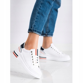 SHELOVET Sneakers in ecopelle bianca rosso blu navy 1