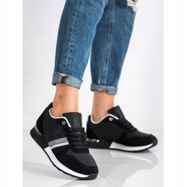 SHELOVET Sneakers Nere Con Platform Glitter nero d'argento 2