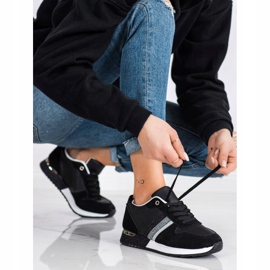 SHELOVET Sneakers Nere Con Platform Glitter nero argento 1