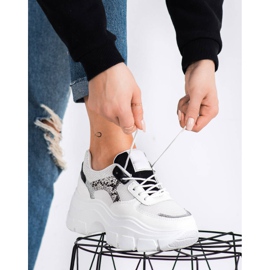 SHELOVET Sneakers Alla Moda Con Glitter bianca nero d'argento 1
