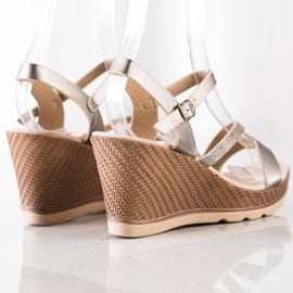 Sabatina Sandali argento con zeppa beige 1