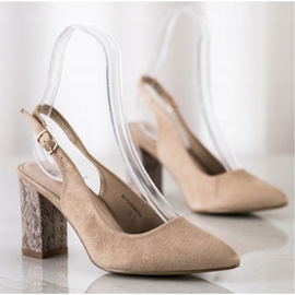 Goodin Décolleté in pelle scamosciata con tacco ricoperto beige 2