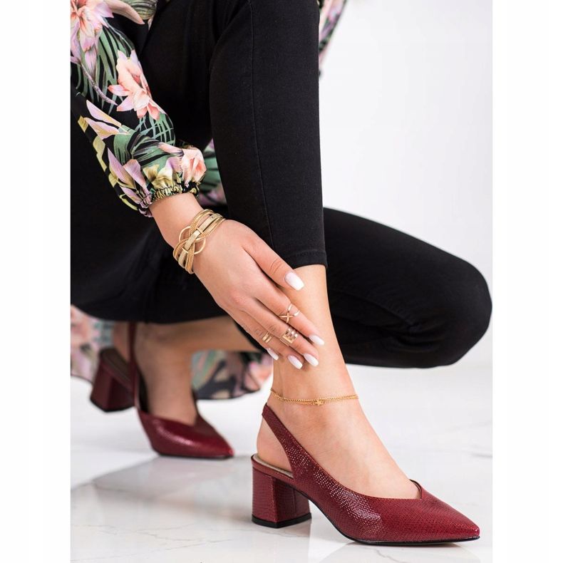 Goodin Décolleté alla moda con tacco a vista rosso 1
