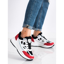 SHELOVET Scarpe da ginnastica alla moda bianca nero rosso d'argento 2
