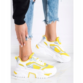 SHELOVET Sneakers Sulla Piattaforma Con Mesh bianco argento giallo 2