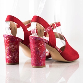 S. BARSKI Sandali Con Tacco Decorativo S.BARSKI rosso d'argento 1