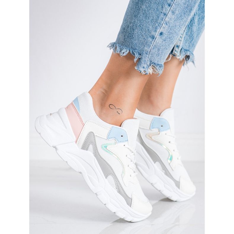 SHELOVET Sneakers alla moda sulla piattaforma bianco blu rosa grigio 1