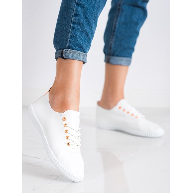 SHELOVET Sneakers Leggere Con Ecopelle bianco arancia 1