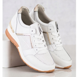 Goodin Sneakers in pelle bianca bianco d'oro 1
