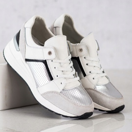 Goodin Sneakers in pelle bianca e argento bianco nero grigio 2
