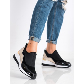 Goodin Sneakers con zeppa in pelle nero d'oro 2