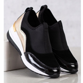 Goodin Sneakers con zeppa in pelle nero d'oro 1