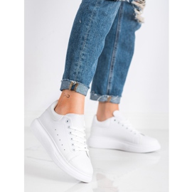 SHELOVET Sneakers bianche sulla piattaforma bianca 2