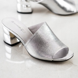 Goodin Ciabatte Con Tacco Decorativo argento 1