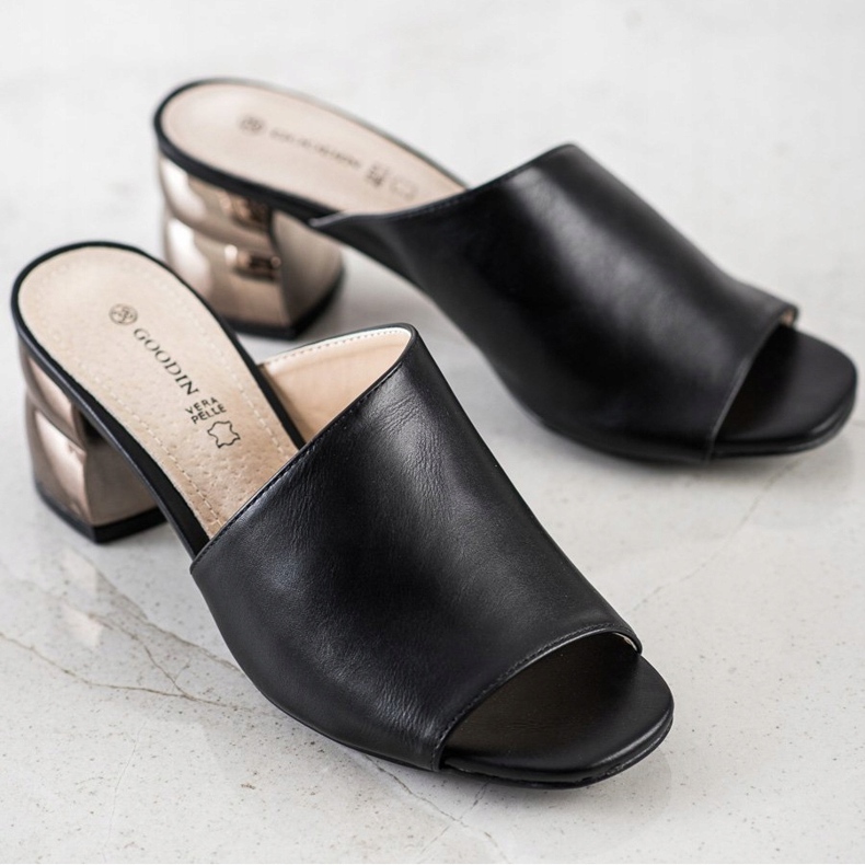 Goodin Ciabatte Con Tacco Decorativo nero 1