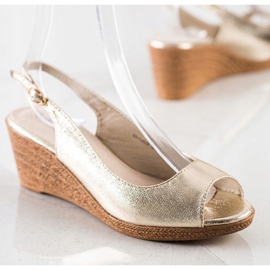 Goodin Sandali con zeppa casual d'oro 1