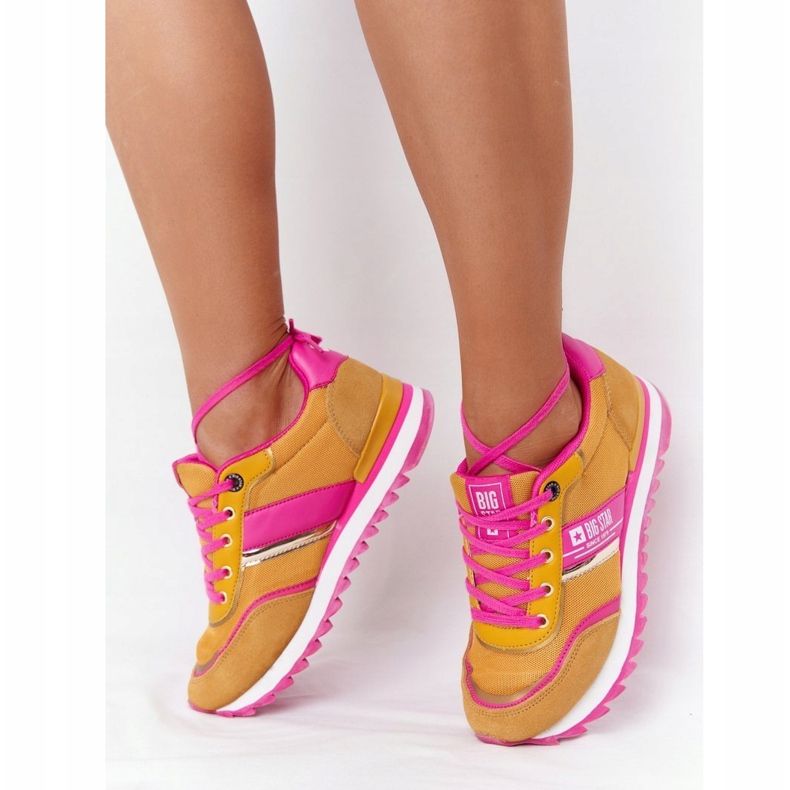 Scarpe sportive da donna Memory Foam Big Star HH274273 Giallo rosa 2