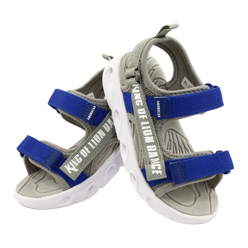 American Club Sandals Boys con insole in schiuma in velcro RL27/21 Gray grigio 4