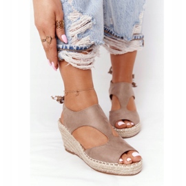 EVE Sandali con zeppa Mykonos beige con trecce 1