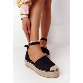 MSMG Espadrillas Sulla Piattaforma Di Paglia Nere Bali nero 1