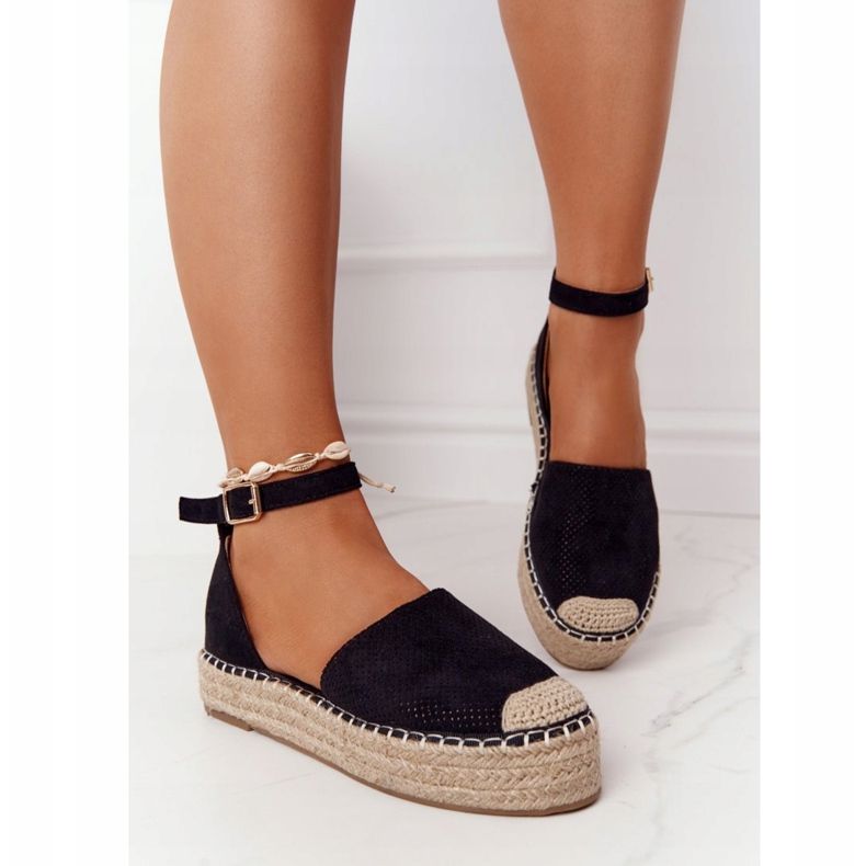 MSMG Espadrillas Sulla Piattaforma Di Paglia Nere Bali nero 2