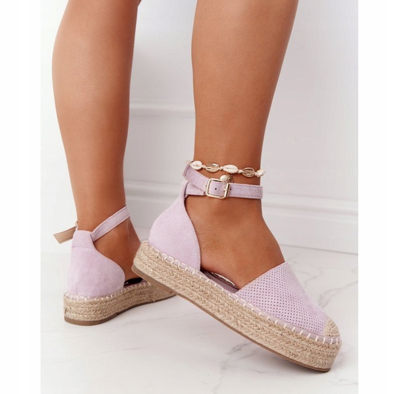 MSMG Espadrillas Sulla Piattaforma Di Paglia Viola Bali 1