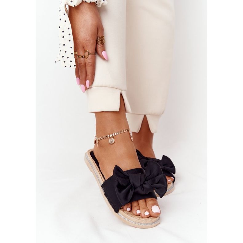 MSMG Pantofole In Gomma Andrea Nere Con Fiocco beige nero 1