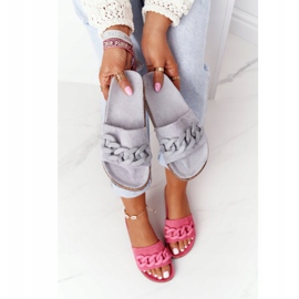 MSMG Pantofole in pelle scamosciata Makayla grigie su suola in sughero grigio 1