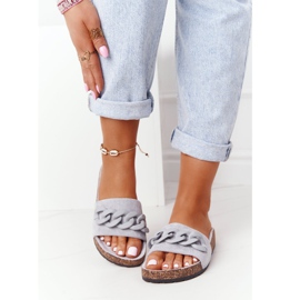 MSMG Pantofole in pelle scamosciata Makayla grigie su suola in sughero grigio 2