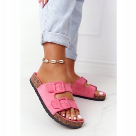 MSMG Pantofole in pelle scamosciata rosa Jennifer su suola in sughero 1