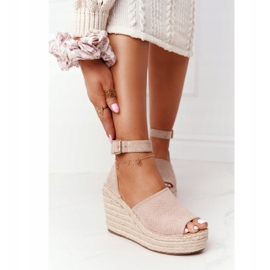 MSMG Sandali con zeppa Makenna beige con trecce 1