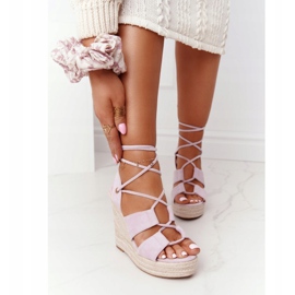 MSMG Sandali con zeppa allacciati Viola Mallorca 2