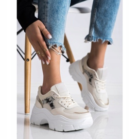 SHELOVET Sneakers Alla Moda Con Glitter beige 1