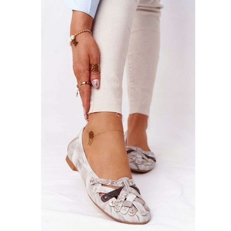 Ballerine in pelle da donna Maciejka 01358-44 Beige sporco 2