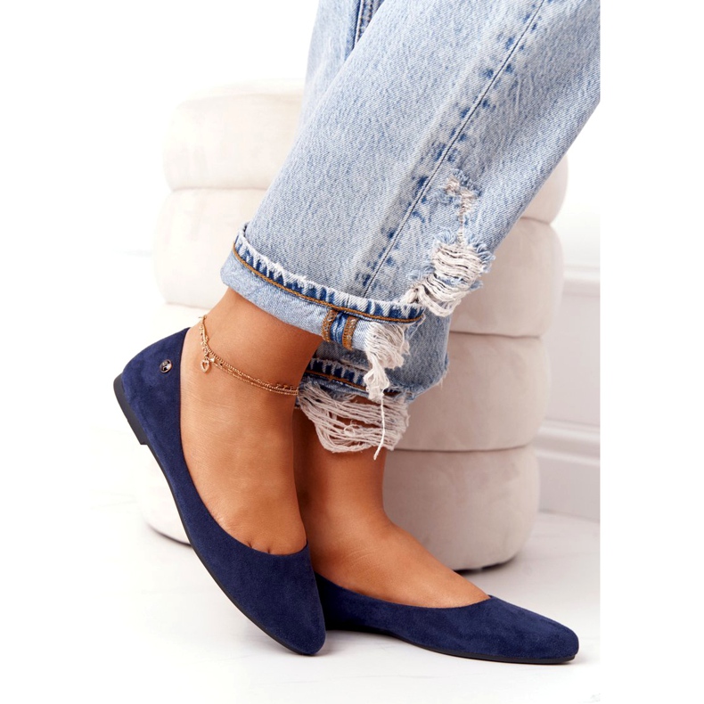 Ballerine in camoscio Sergio Leone BL622 Blu navy 2