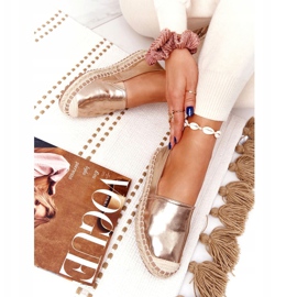 Espadrillas in pelle su suola intrecciata Big Star HH274503 Golden d'oro 3