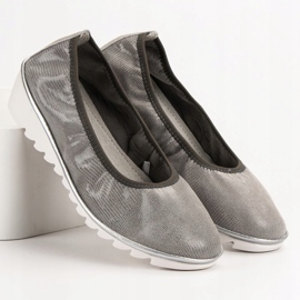 Filippo Ballerina in pelle con zeppa grigio 1