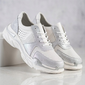 Goodin Sneakers In Pelle Con Glitter bianca 2