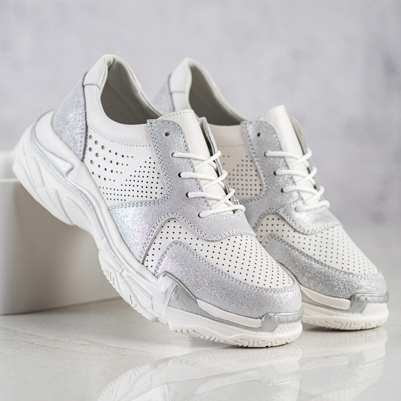 Goodin Sneakers In Pelle Con Glitter bianca 2