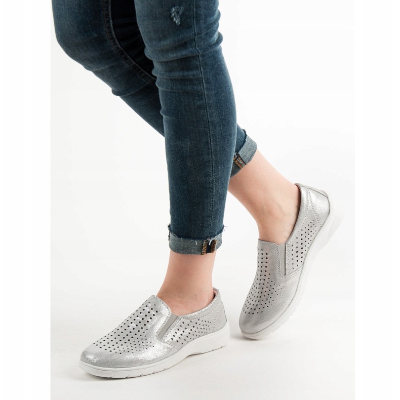 Kylie Scarpe in pelle argento grigio 1