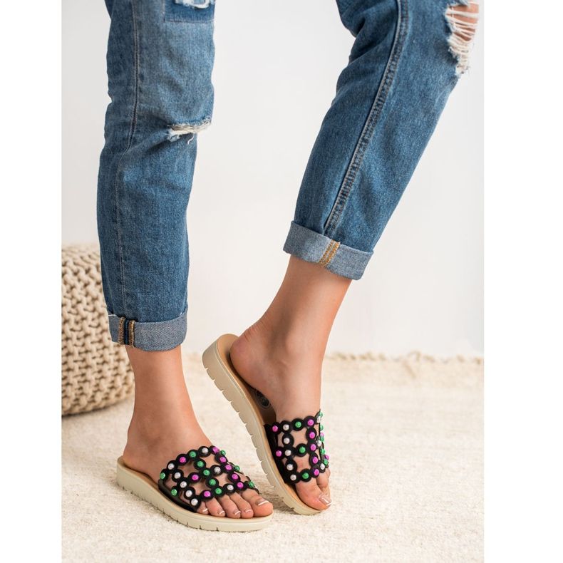 SHELOVET Pantofole da donna casual nero multicolore 1