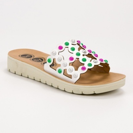 SHELOVET Pantofole da donna casual bianca multicolore 1